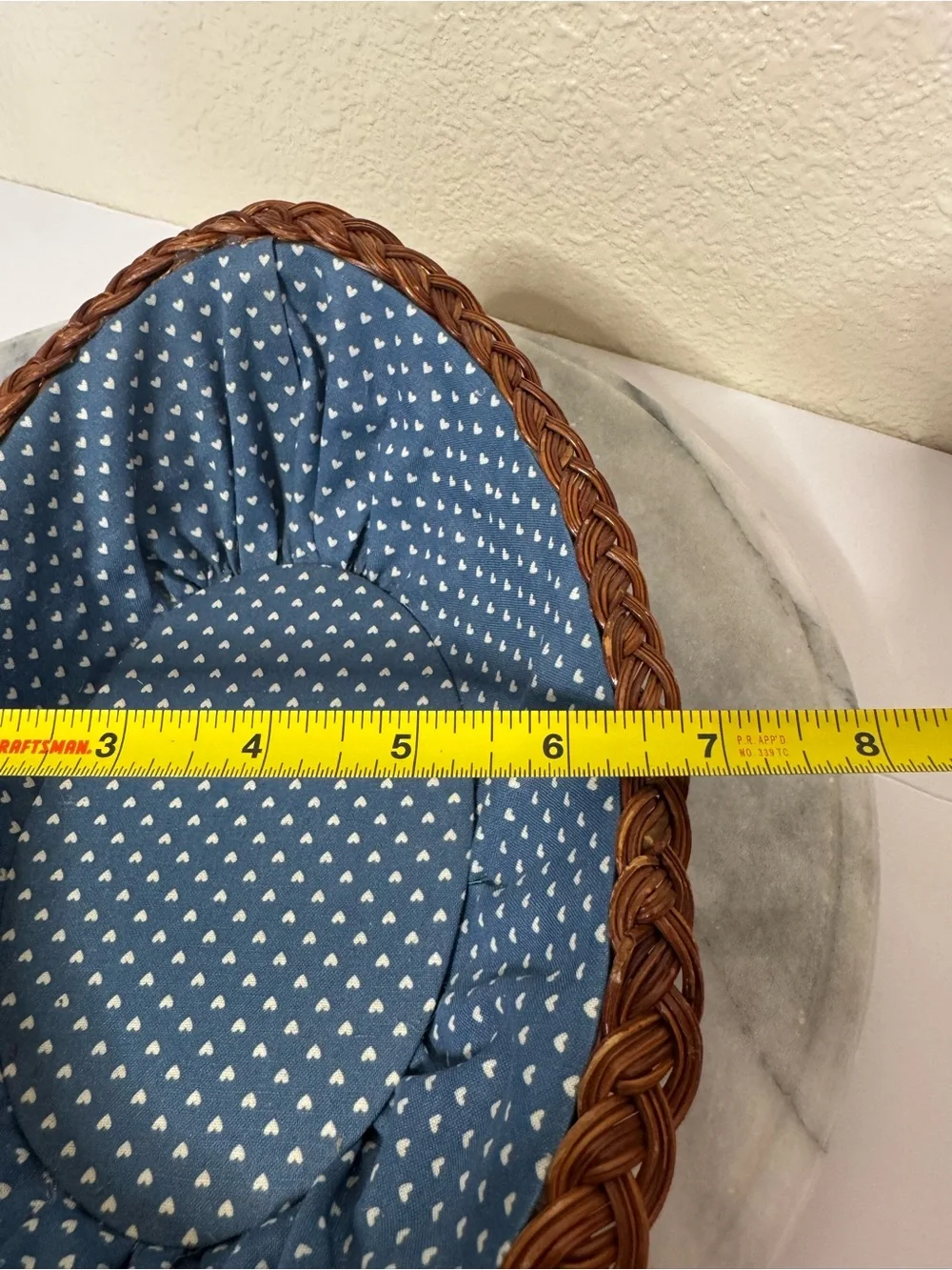 Brown Woven Basket with Blue Heart-Print Liner